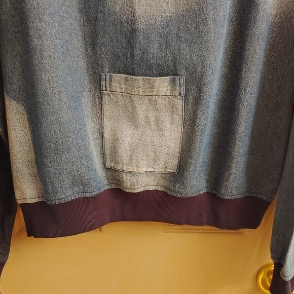 NWT DAYA BY ZENDAYA BOAT NECK BLUE DENIM DISTRESSED LOOK TOP SIZE SMALL - Picture 8 of 12